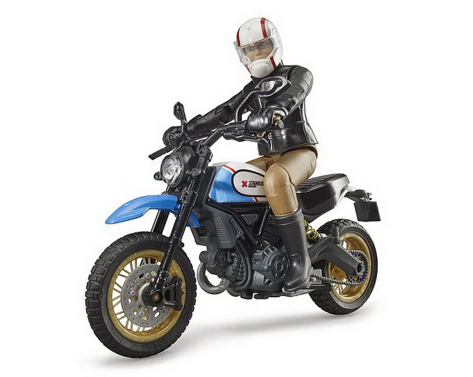 Moto Scrambler Ducati et motocycliste