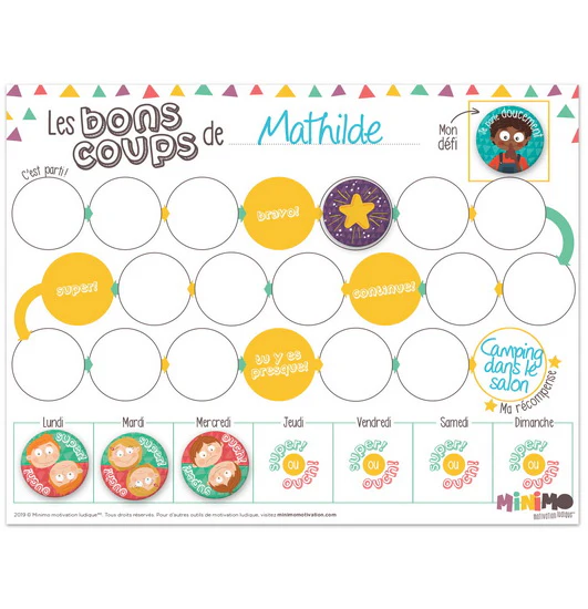 Tableau "Mes bons coups" avec ens. 8 aimants
