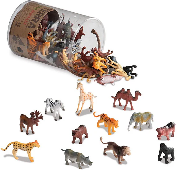 Animaux sauvages dans un tube