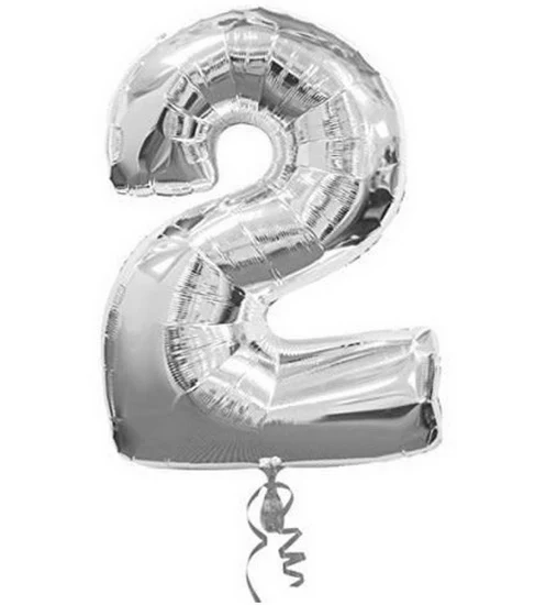 Ballon Numéro 2 Argent 34''
