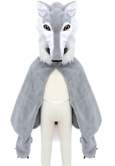 Cape avec capuchon loup 4-6 ans