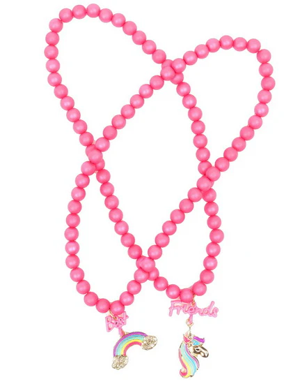 Ensemble 2 colliers licorne arc-en-ciel
