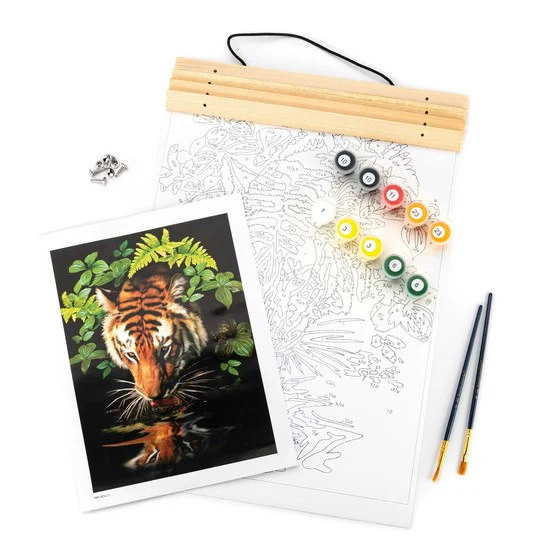 Peinture à numéro sur canvas Tigre Assoiffé