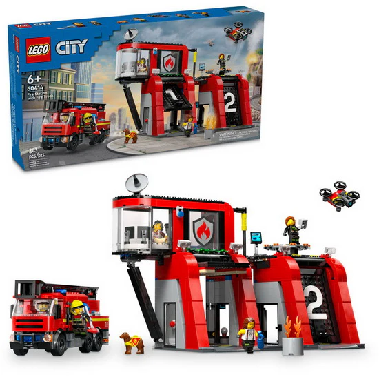 La caserne et le camion de pompiers