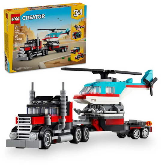 Le camion remorque avec hélicoptère