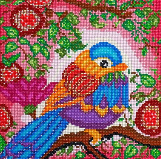 Plumes chatoyantes Tableau à diamanter 30 x 30cm