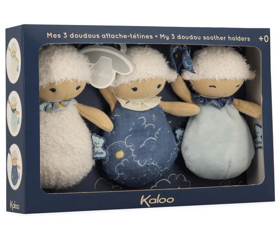 Mes 3 doudous moutons attache tétines 15 cm