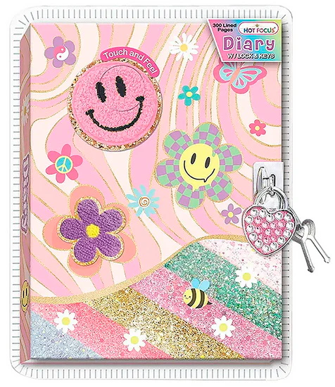Journal intime smiley et fleurs avec cadenas