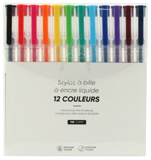 Ens. 12 stylos pointe fine