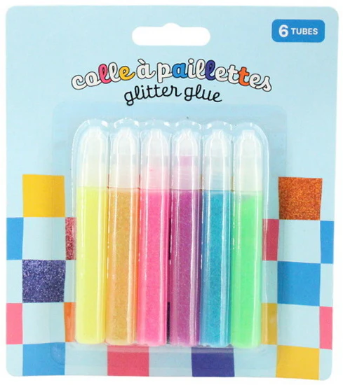 Ens. 6 tubes de colle à paillettes
