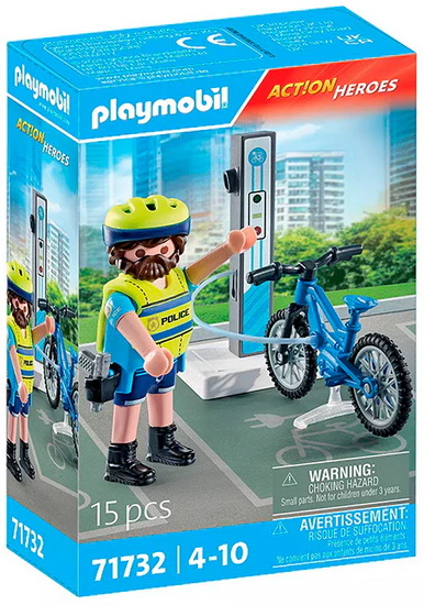 Policier cycliste et borne de recharge electrique