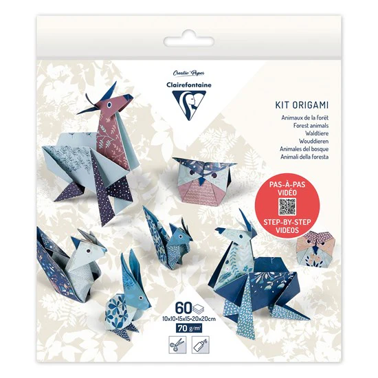 KIT D'ORIGAMI 60 FEUILLES - ANIMAUX DE LA FORÊT