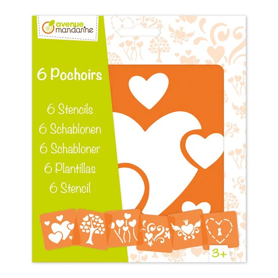 **MANDARINE 6 POCHOIRS COEURS