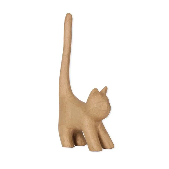 PIÈCE 3D EN PAPIER MÂCHÉ - CHAT À LONGUE QUEUE
